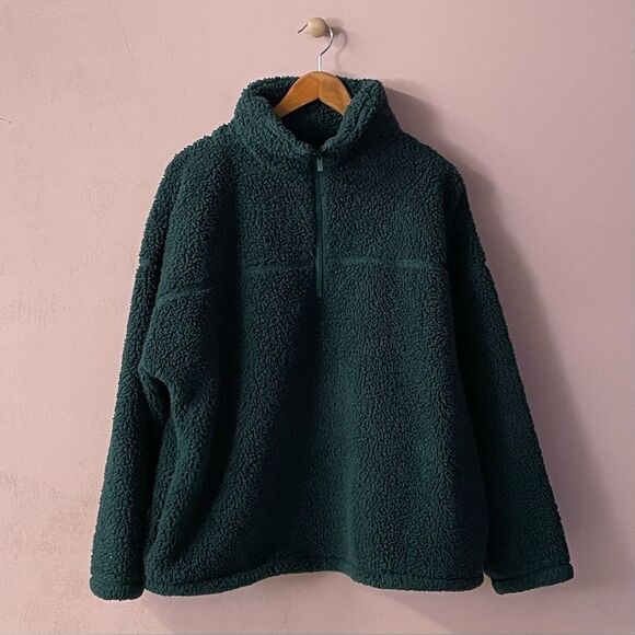 Zenana Outfitters Green Teddy Quarter Zip PullOver Sweater GUC Size 2X - Picture 1 of 8